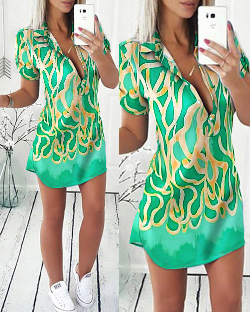 Robe chemise vert femme 4