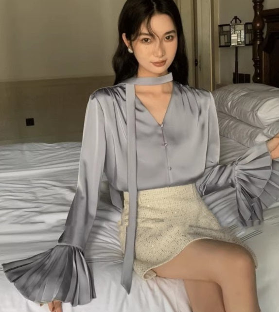 Chemisier manches plissées