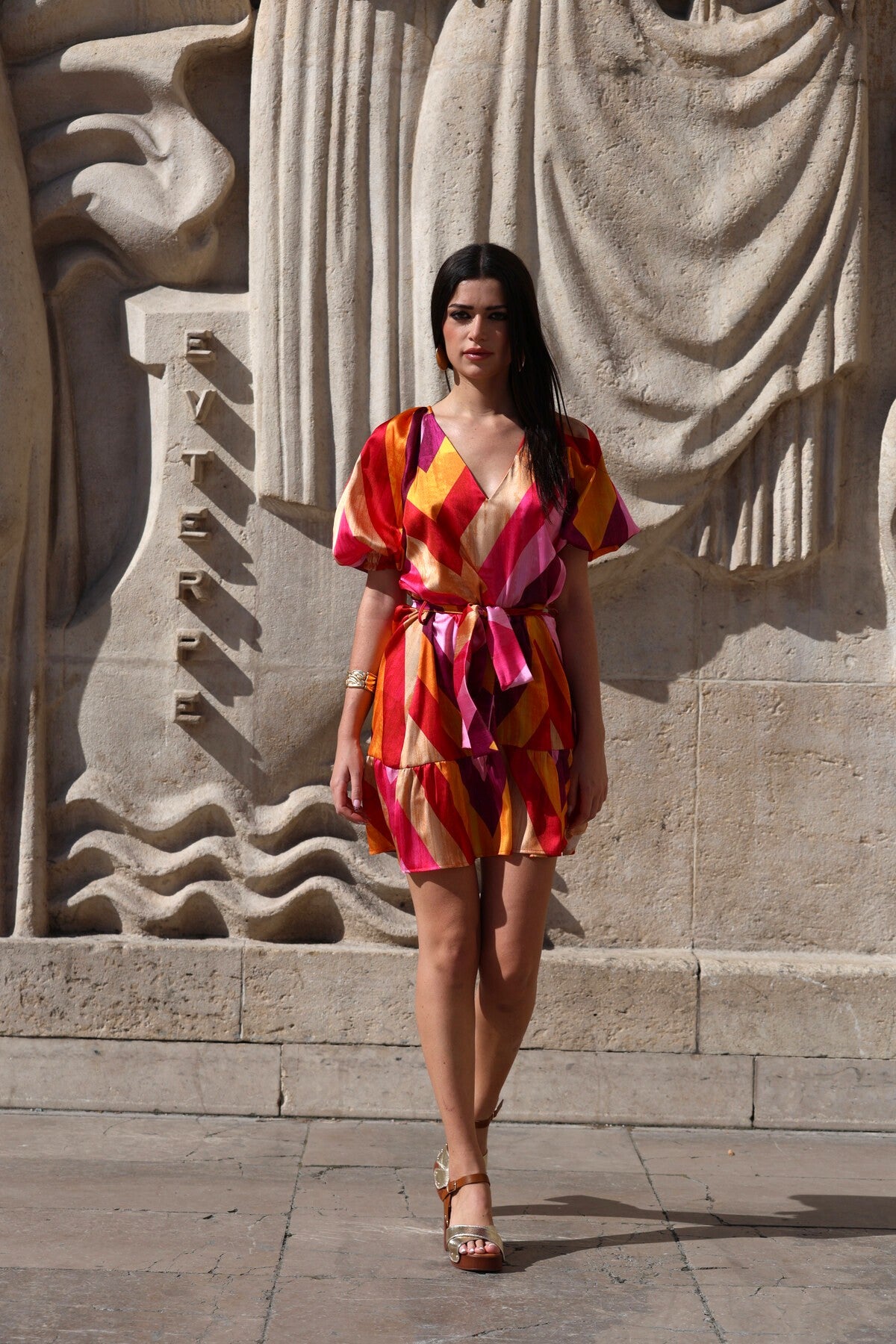 Robe satinée a motifs géométriques - Ma boutique
