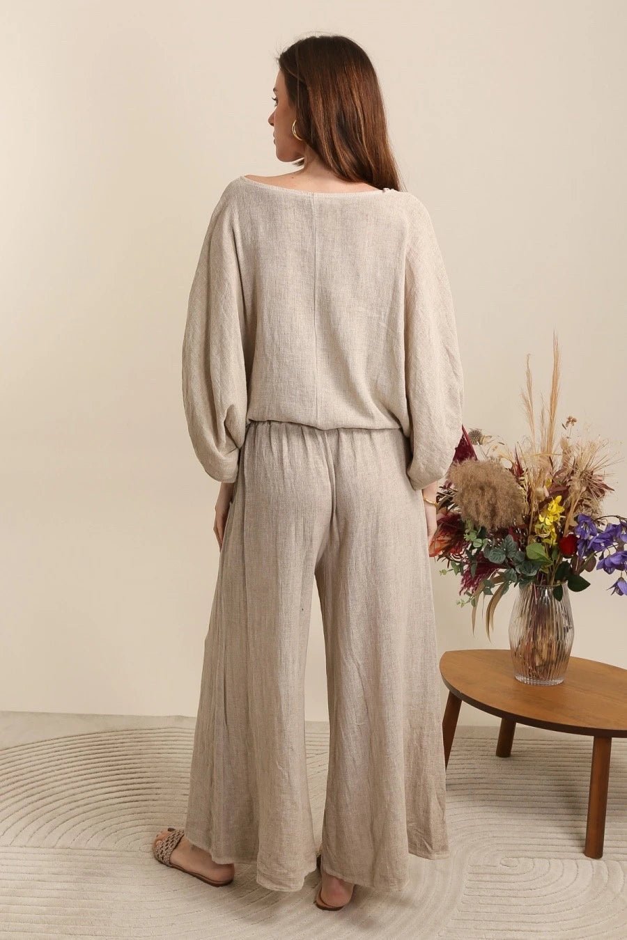 Pantalon en lin couleur jean - Ma boutique