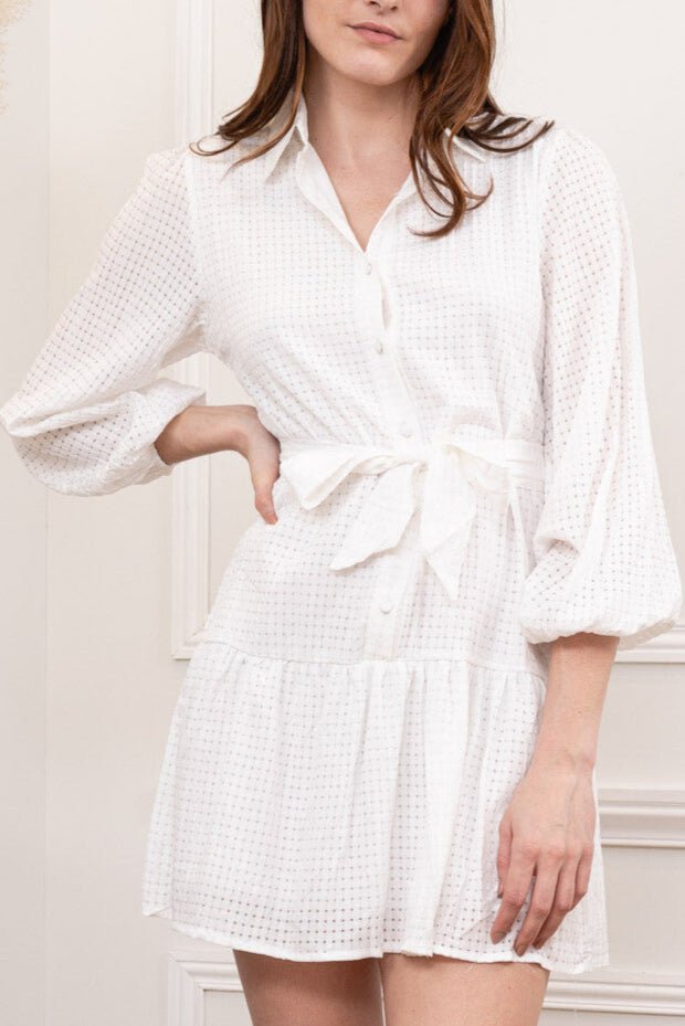 Robe chemise ajourée a ceinture - Calm concept store