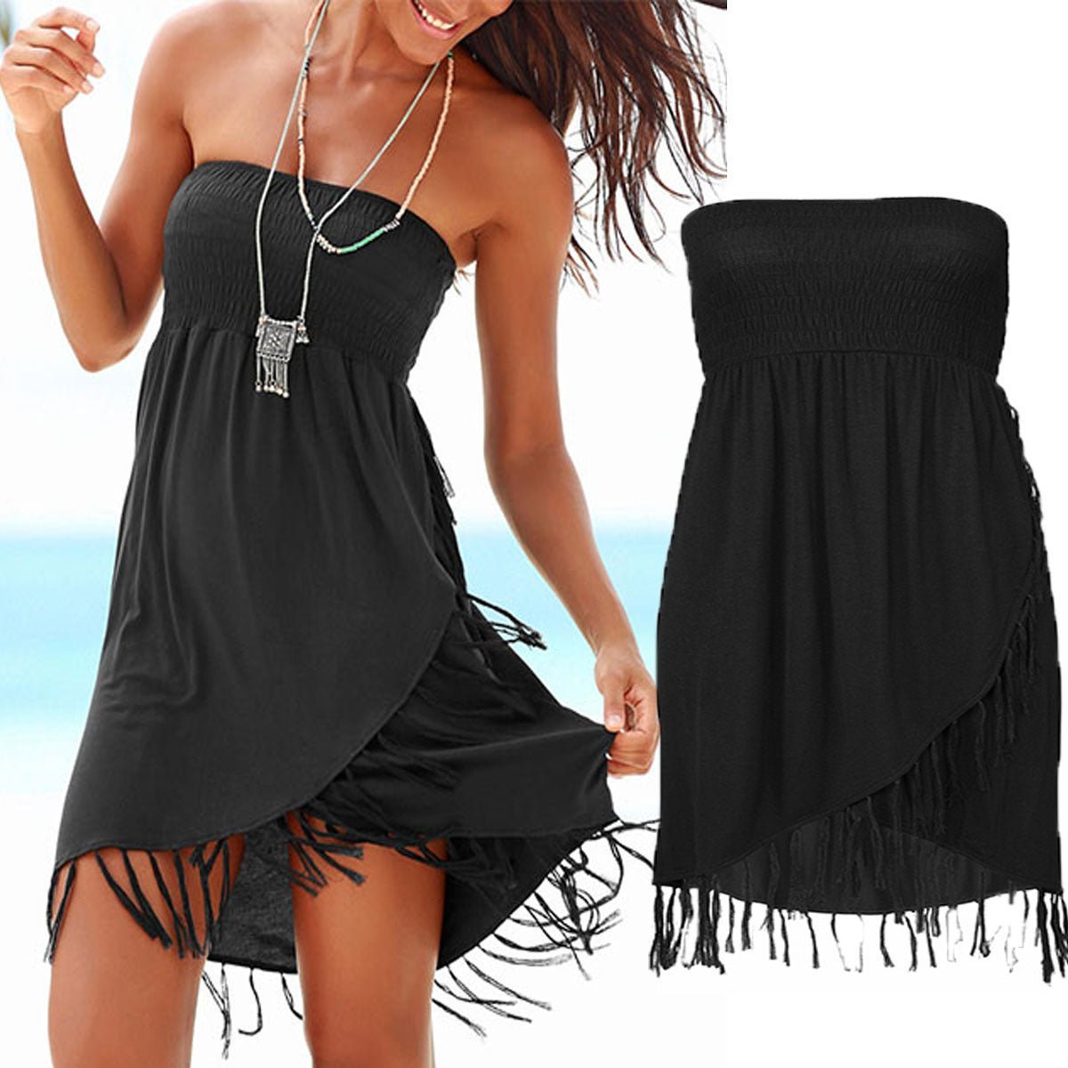 Robe de plage a franges - Ma boutique