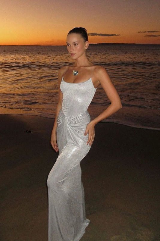 Robe drapée gris argent - Calm concept store