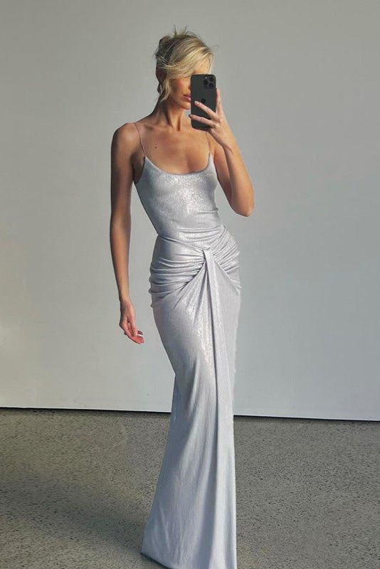 Robe drapée gris argent - Calm concept store