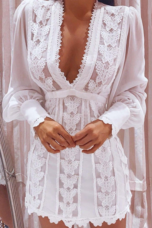 robe dentelle femme col V