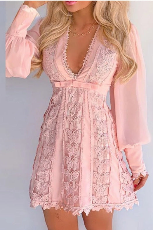 robe dentelle femme col V 2