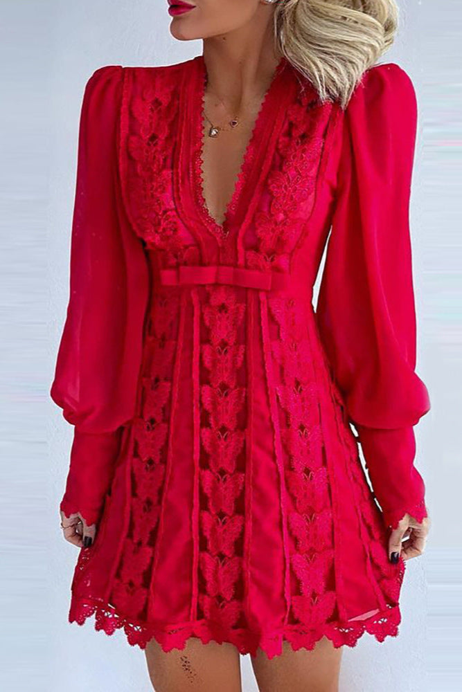 robe dentelle femme col V 3
