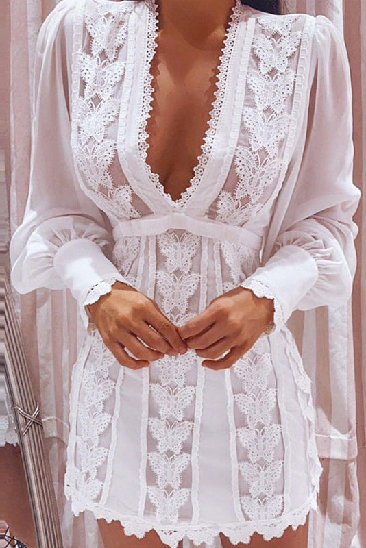 robe dentelle femme col V 4