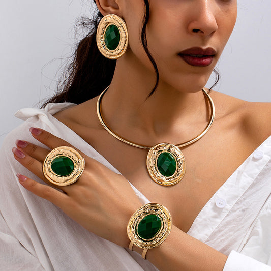 Parure de bijoux femme vert émeraude