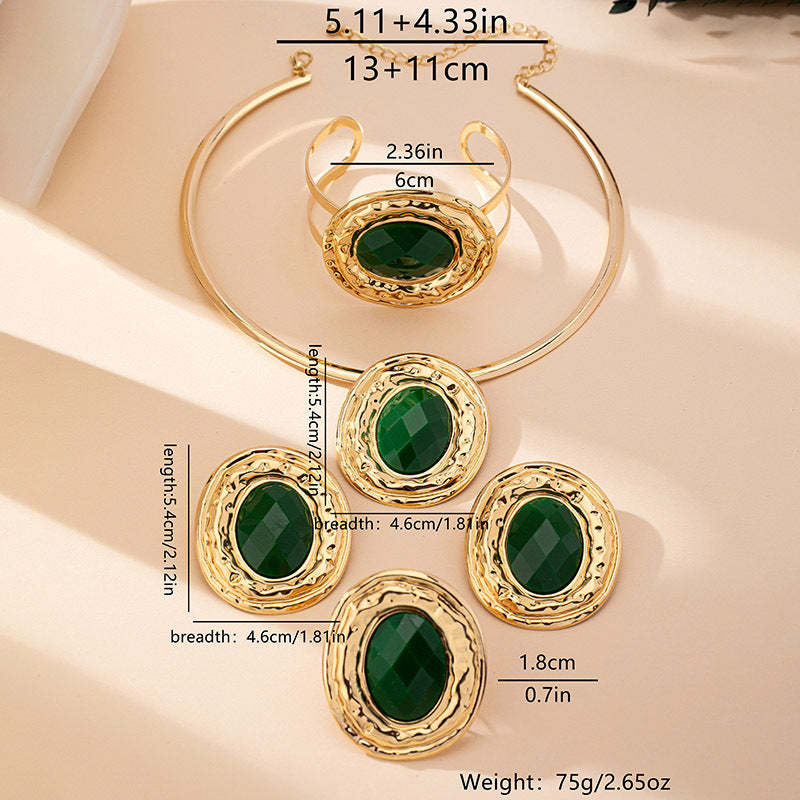 Parure de bijoux femme vert emeraude 5