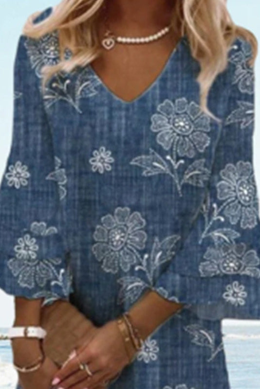 Robe bleu imprimee floral