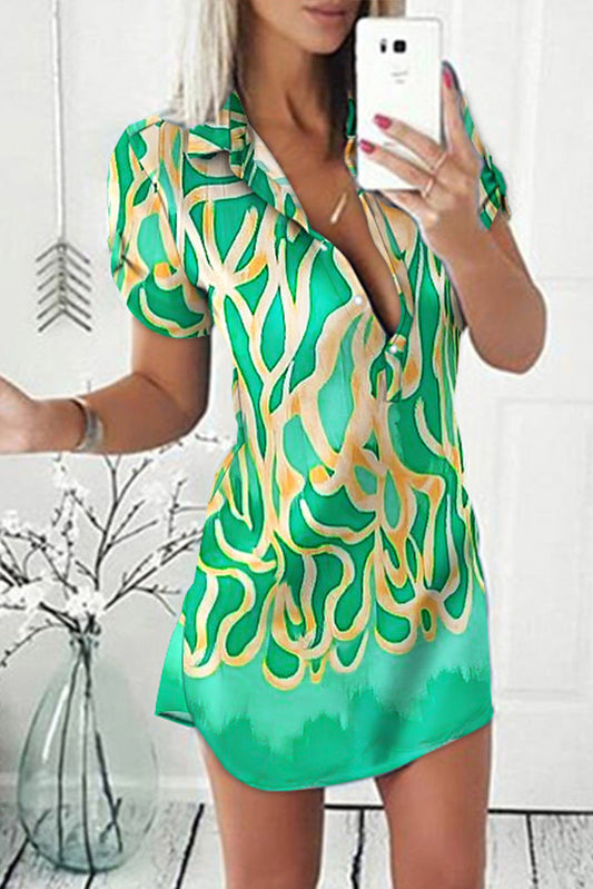 Robe chemise vert femme 2