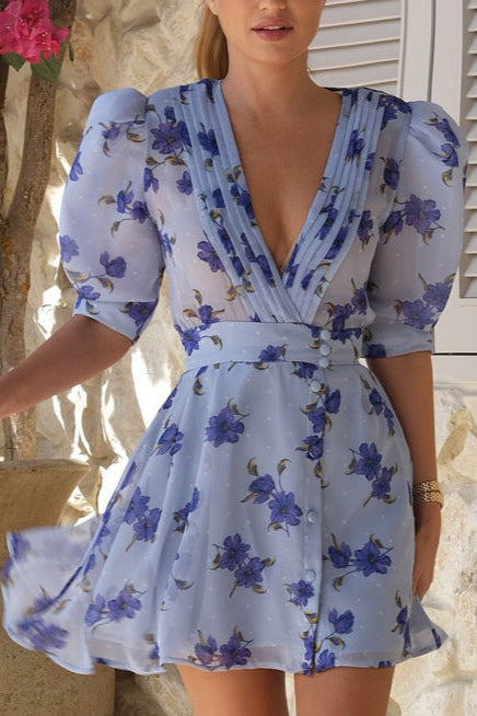 Robe fleurie courte femme