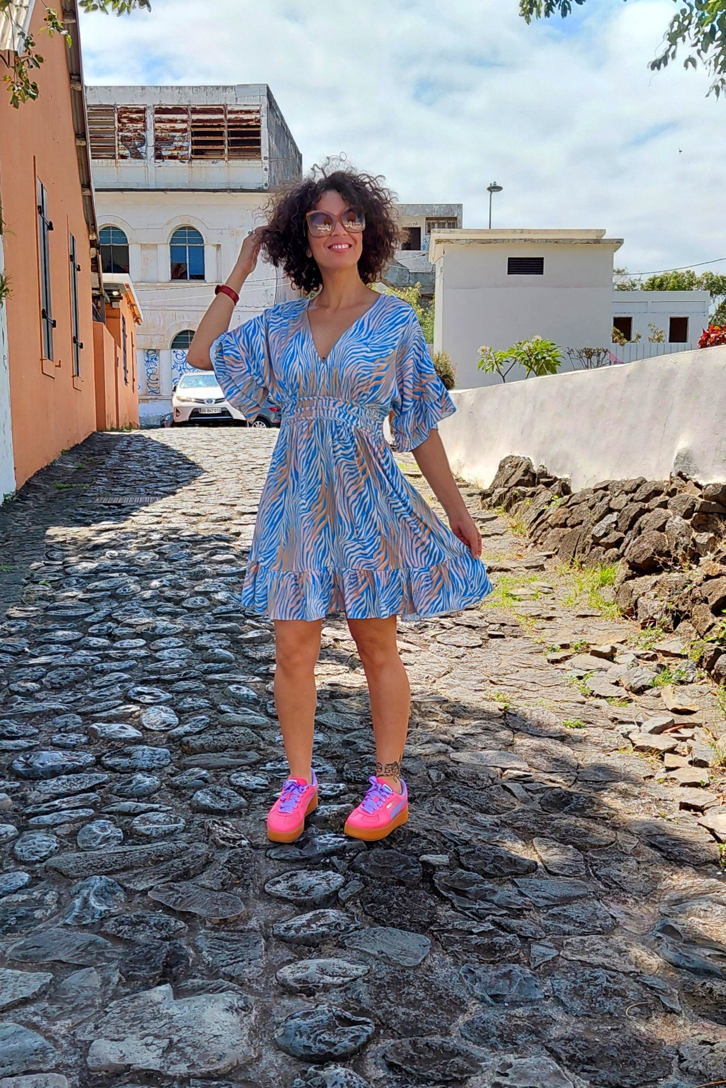 Robre courte zebree femme 2