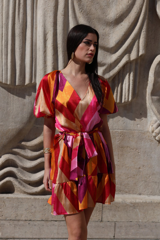 Robe satinée a motifs géométriques - Ma boutique