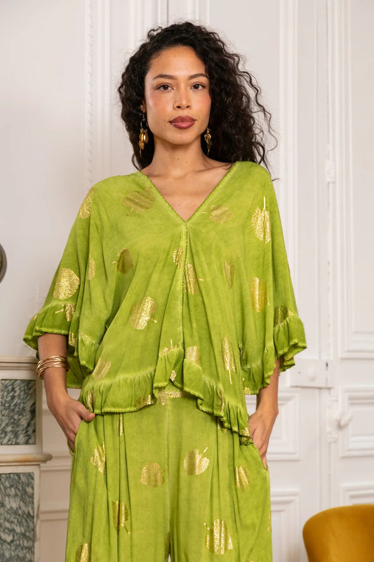 Fluid bohemian blouse - green - Calm concept store