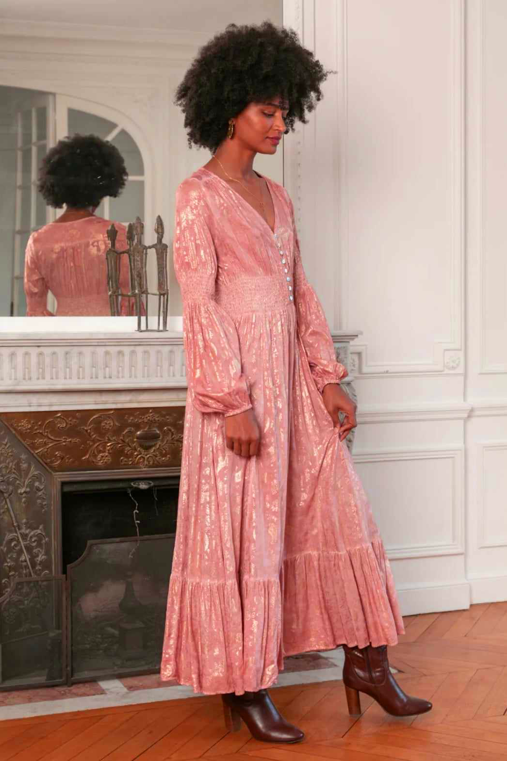 long dress pink flared