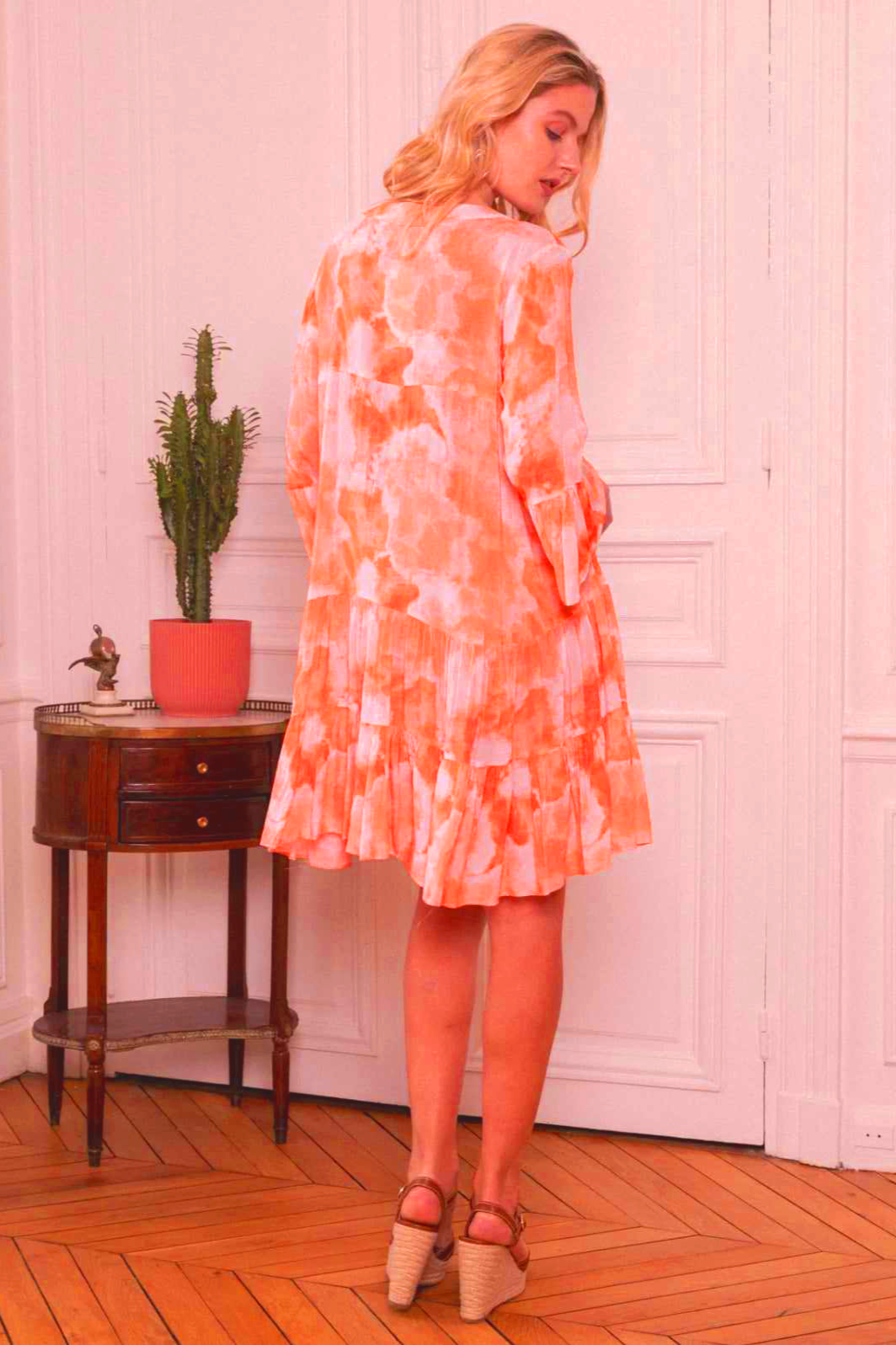 orange tunic dress back