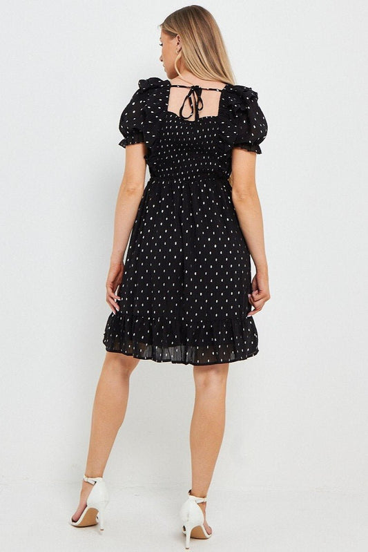 Robe a manches bouffantes avec imprimé doré - Calm concept store