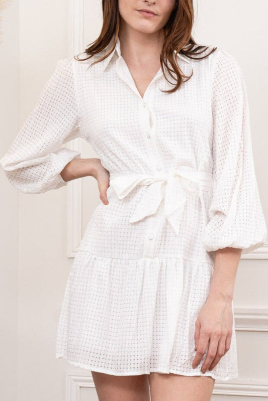Robe chemise ajourée a ceinture - Calm concept store