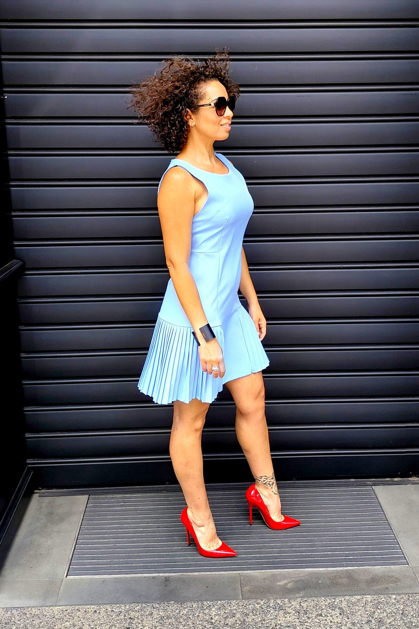 robe plissee courte bleue 3