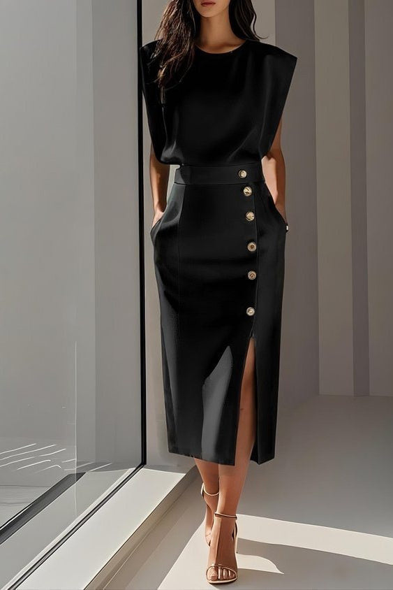 robe structuree chic a boutons 4