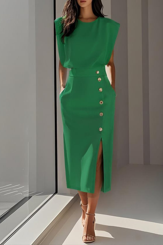 robe structuree chic a boutons 6