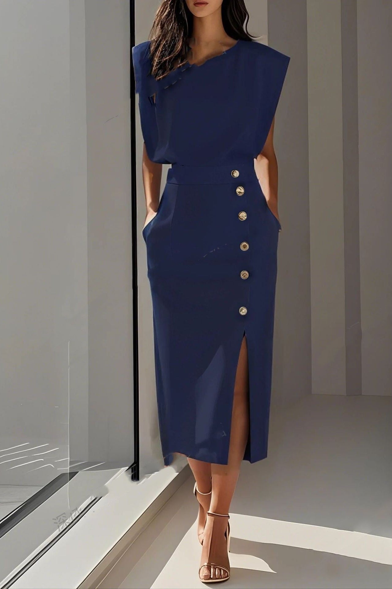 robe structuree chic a boutons 8