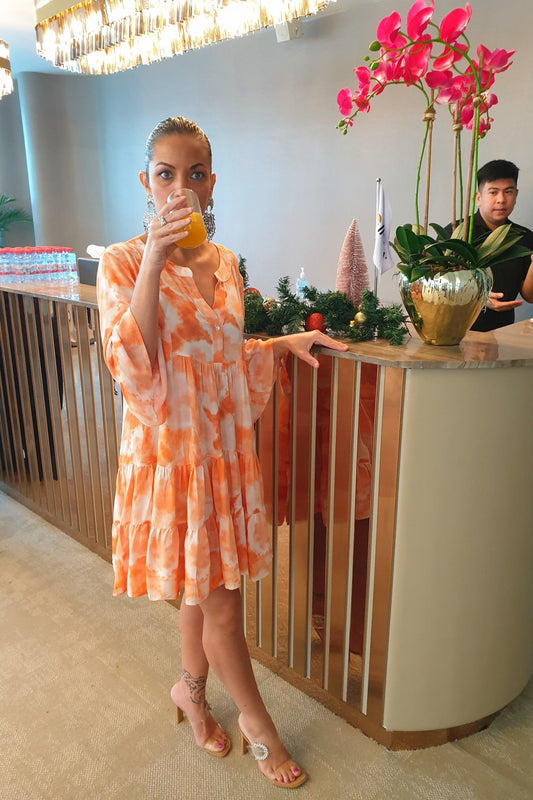 Tunic dress orange tropical print - Calm concept store